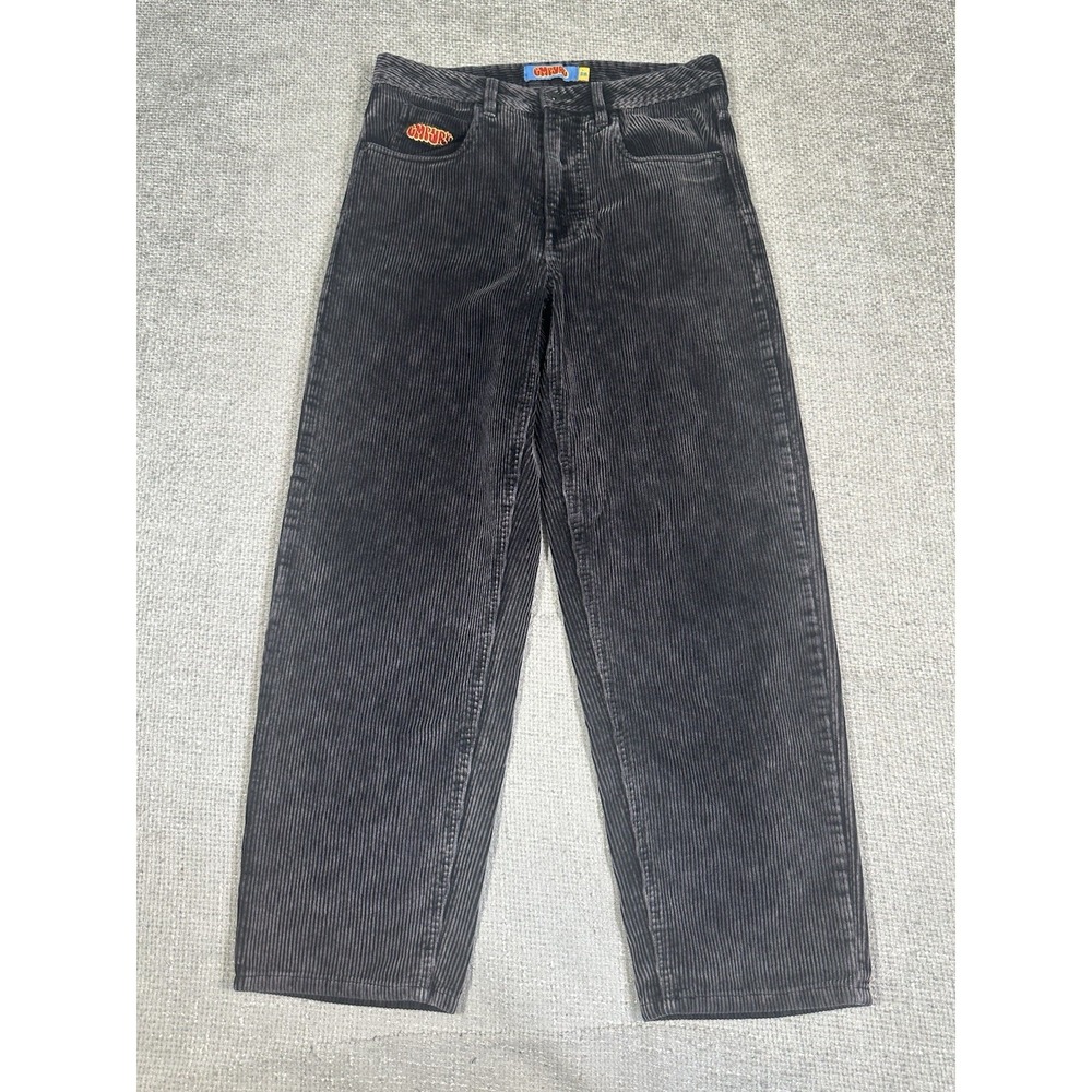 Empyre Corduroy Pants Men 28 Black Relax Baggy Loose Skater Grunge 90s